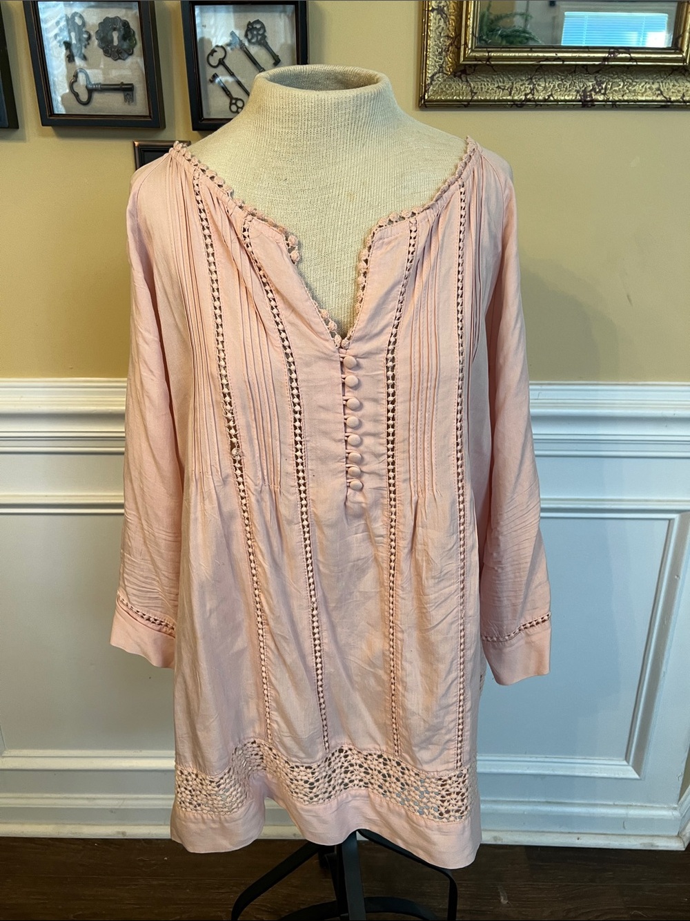 Light Pink Women’s Tunic with Crochet Detail